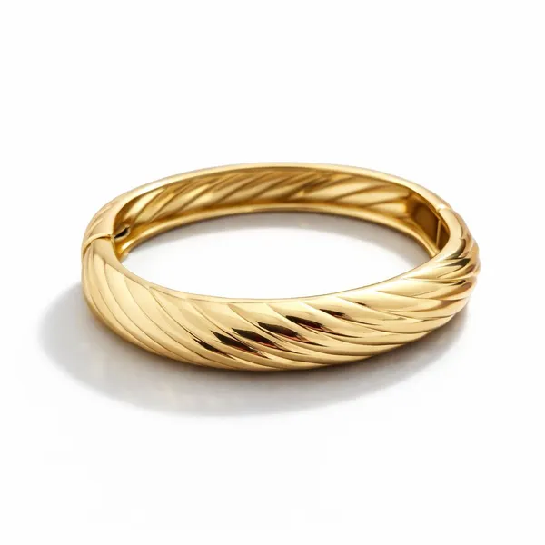 Gold_Plated_Brass_Chunky_Twisted_Rope_Bangle_Bracelet_For_Women